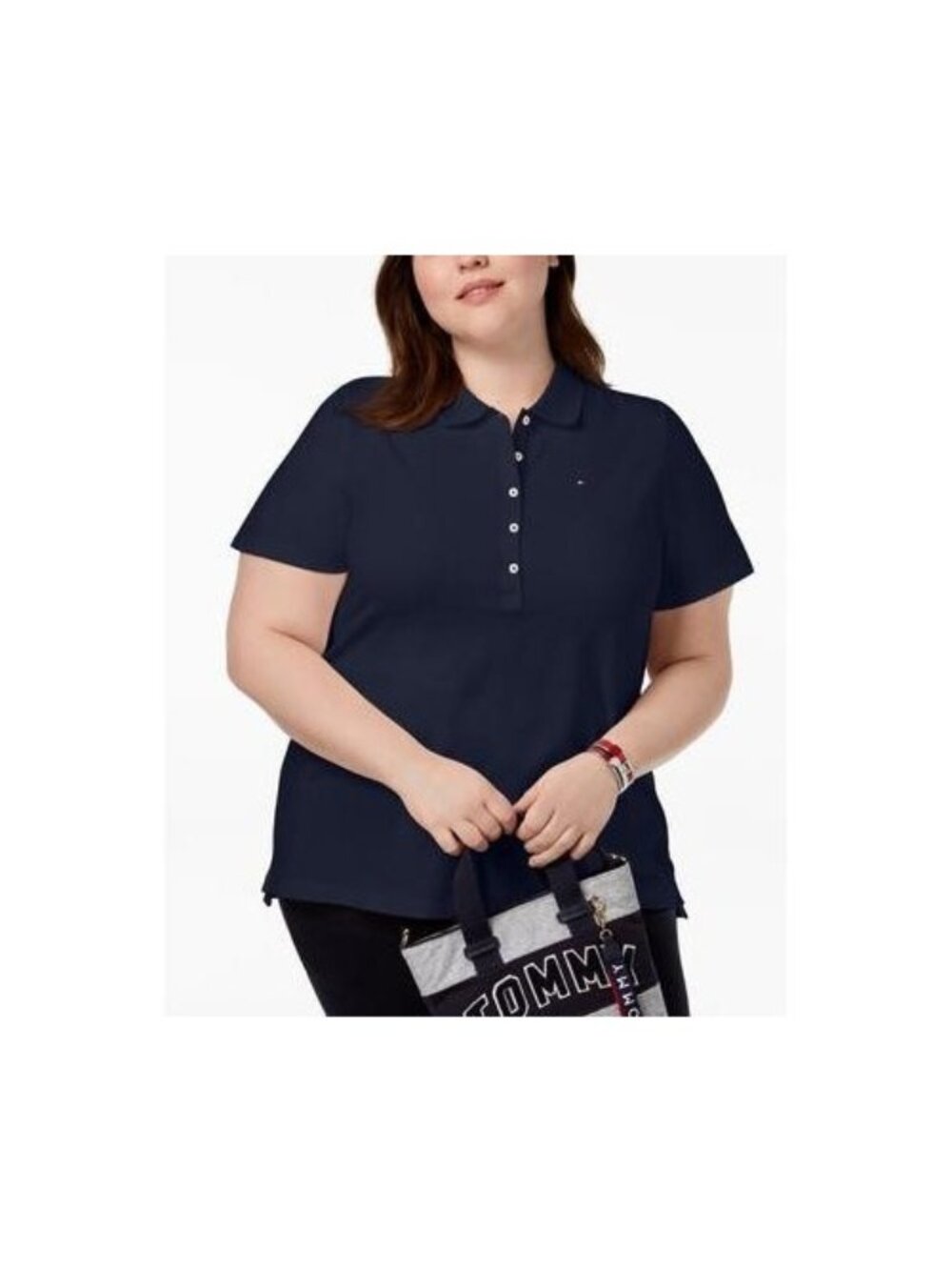 Tommy Hilfiger Plus Size 2X Red Short-Sleeve Polo Shirt Navy Blue Size 2X $55